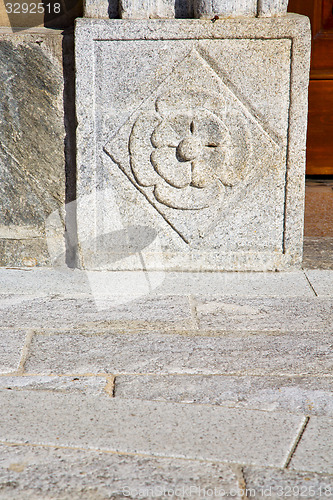 Image of wall milan  in italy old   church flower