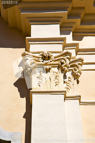 Image of wall milan  in italy old   church concrete doric  background  st