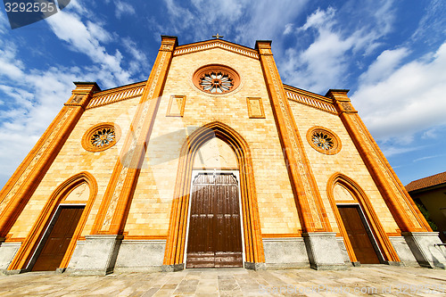 Image of  church  in  the villa cortese     closed brick tower sidewalk i