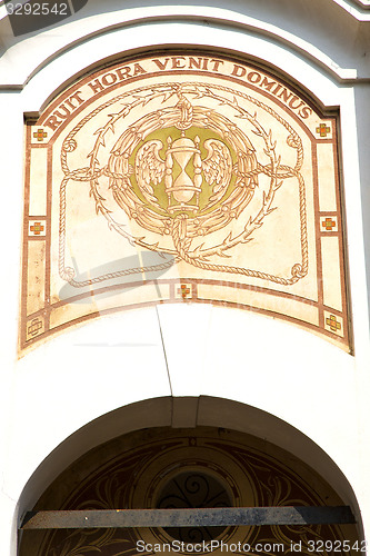 Image of  church door   in italy     column  the milano old     closed br