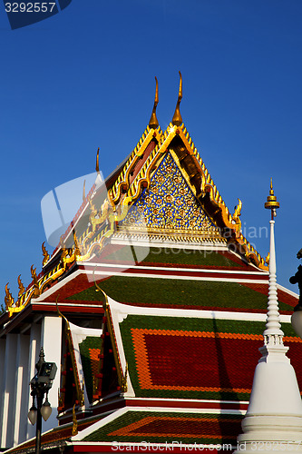 Image of bangkok  the temple  tower roof wat  palaces   asia sky and  col