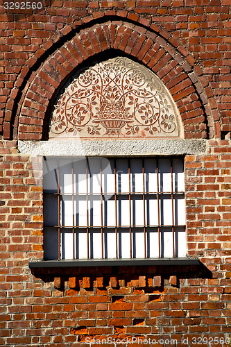 Image of rose window  lombardy     in  the castellanza  old      tower   