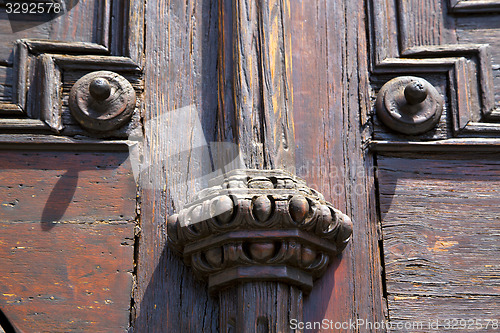 Image of abstract  house  door     in italy  lombardy    milano old      