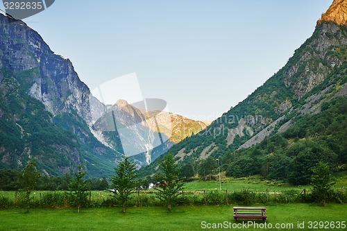 Image of Picturesque lanscape of mountains in Norway