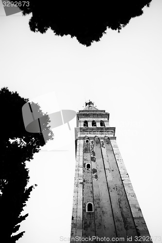 Image of Saint Euphemia belfry in Rovinj bw