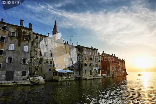 Image of Buildings of Rovinj at sunset