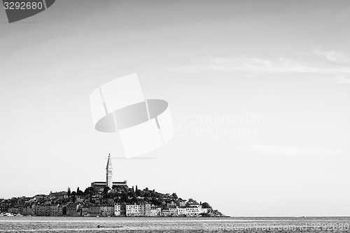 Image of Town of Rovinj on Adriatic coast bw