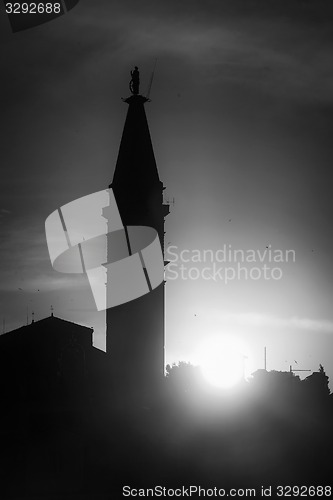 Image of Saint Euphemia bell tower bw