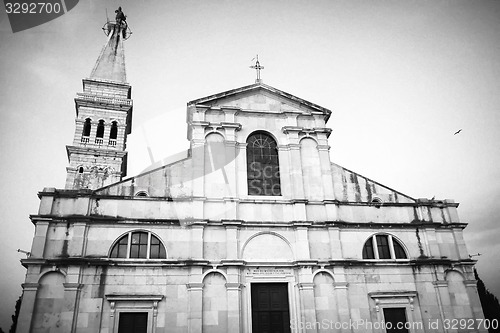 Image of Exterior of Saint Euphemia church bw