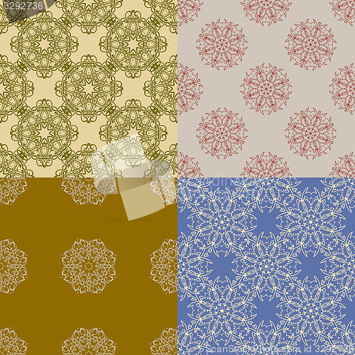 Image of Set of four ornamental seamless pattern.