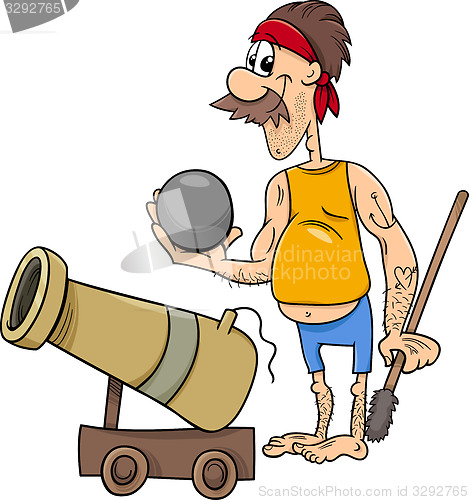 Image of pirate with cannon cartoon illustration