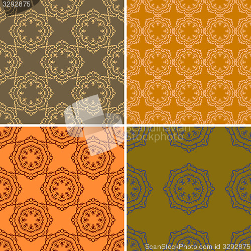 Image of Set of four ornamental seamless pattern.