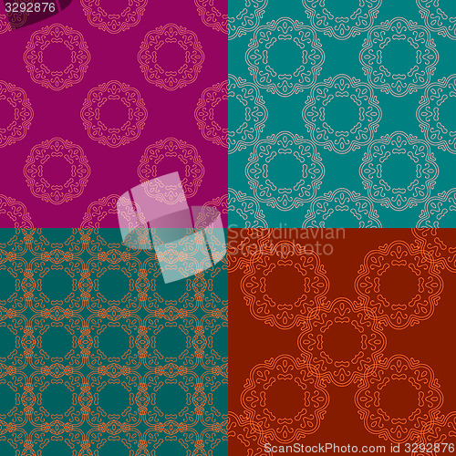 Image of Set of four ornamental seamless pattern.