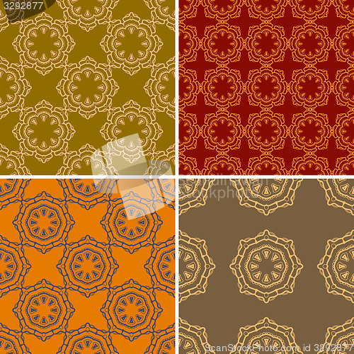 Image of Set of four ornamental seamless pattern.