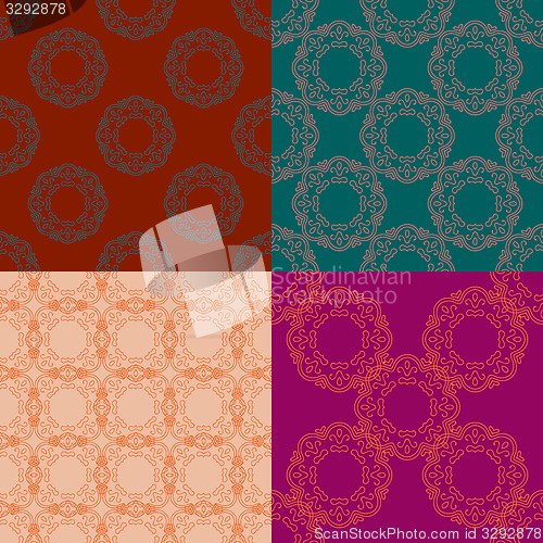 Image of Set of four ornamental seamless pattern.