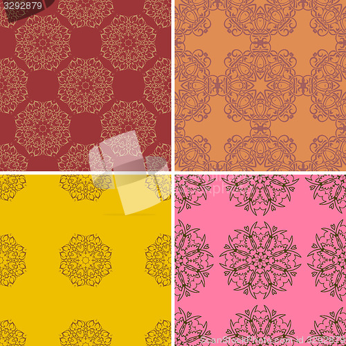 Image of Set of four ornamental seamless pattern.