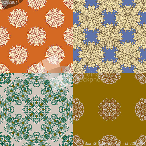 Image of Set of four ornamental seamless pattern.