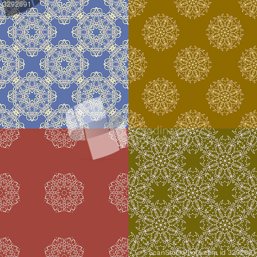 Image of Set of four ornamental seamless pattern.