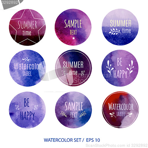 Image of Abstract Watercolor labels. 