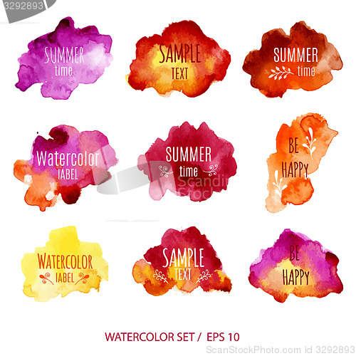 Image of Abstract Watercolor labels. 