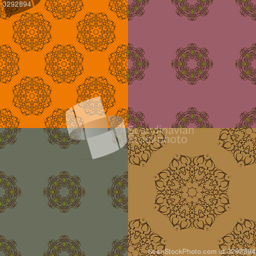 Image of Set of four ornamental seamless pattern.