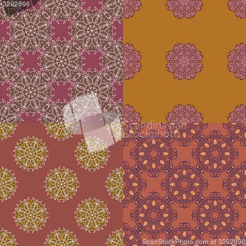 Image of Set of four ornamental seamless pattern.