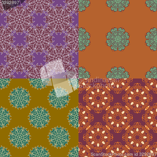 Image of Set of four ornamental seamless pattern.