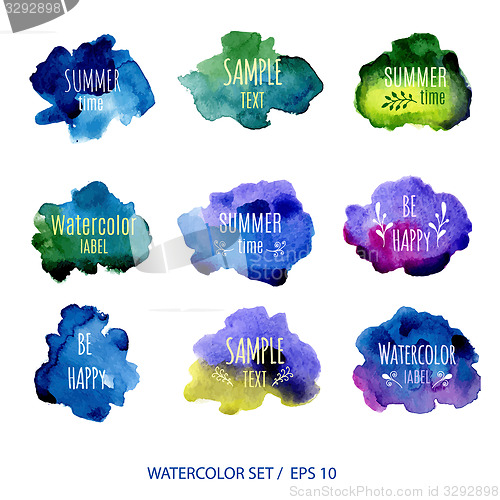 Image of Abstract Watercolor labels. 