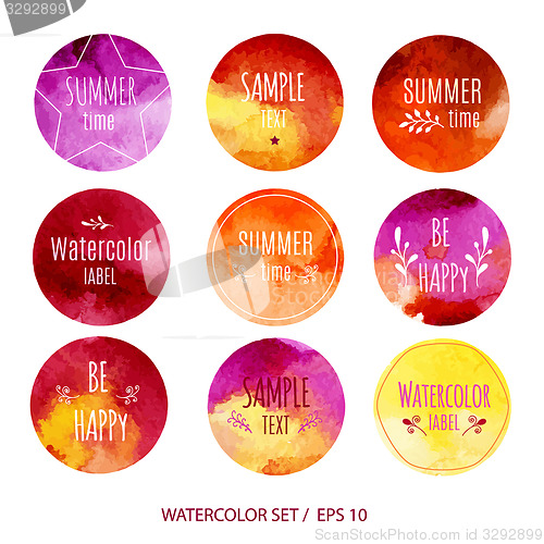 Image of Abstract Watercolor labels. 