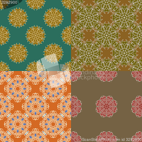 Image of Set of four ornamental seamless pattern.