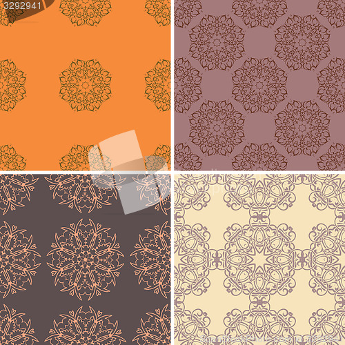 Image of Set of four ornamental seamless pattern.