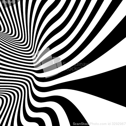 Image of Pattern with optical illusion. Black and white background. 