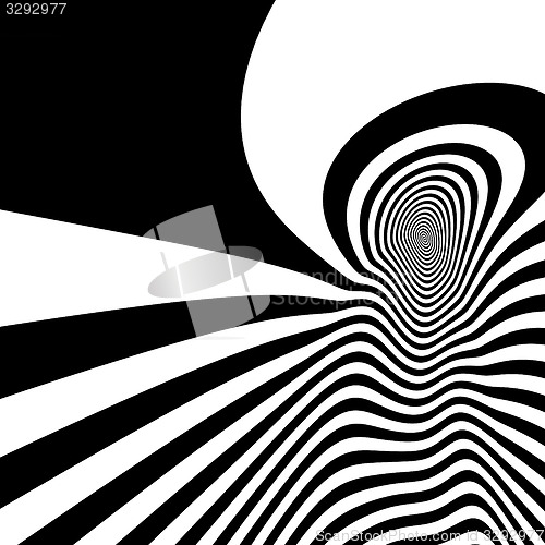 Image of Pattern with optical illusion. Black and white background. 