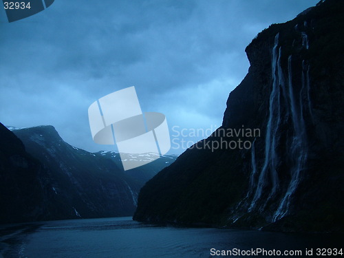 Image of Seven Siters waterfall at dawn