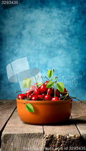 Image of Cherries in brown plate