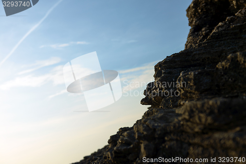 Image of Closeup photo of rocks on the shore