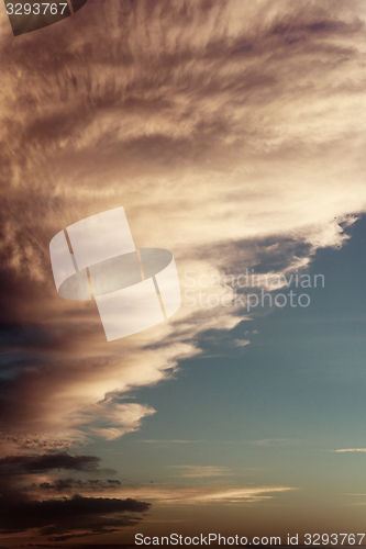 Image of Dramatic sky with beautiful sunset