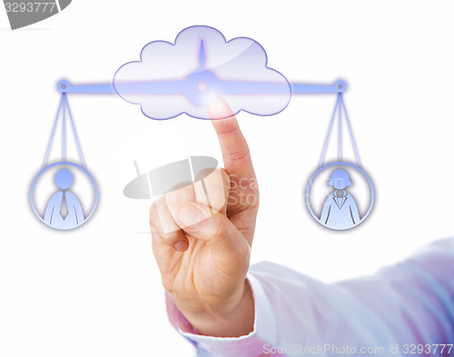 Image of Balancing A Male And A Female Worker In The Cloud