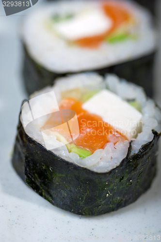 Image of fresh sushi choice combination assortment selection 