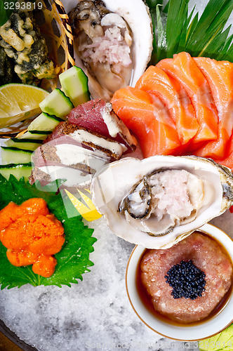 Image of fresh sushi choice combination assortment selection 