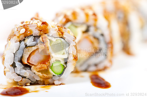 Image of fresh sushi choice combination assortment selection 