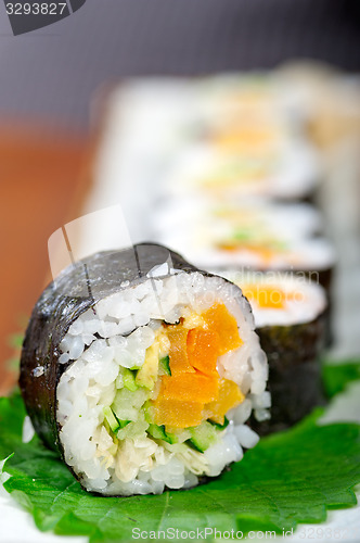 Image of fresh sushi choice combination assortment selection 