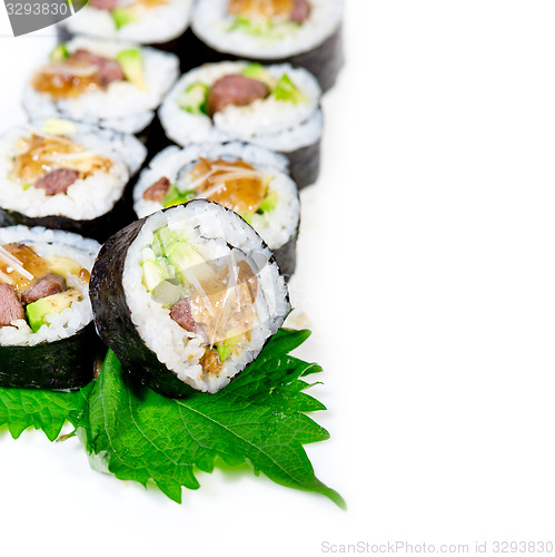 Image of fresh sushi choice combination assortment selection 