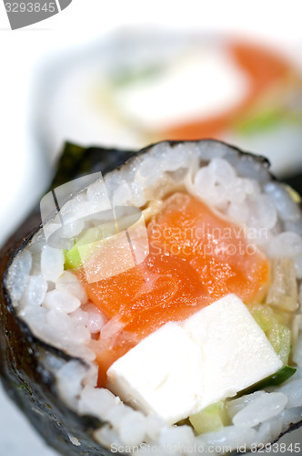 Image of fresh sushi choice combination assortment selection 