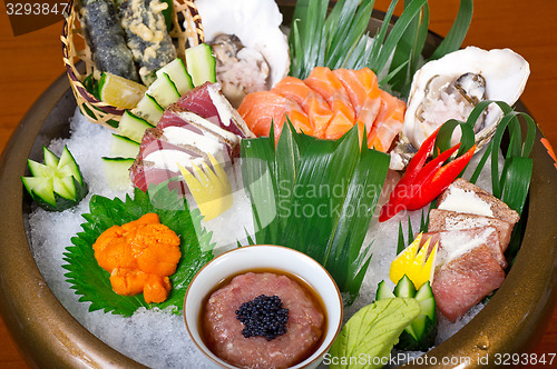 Image of fresh sushi choice combination assortment selection 