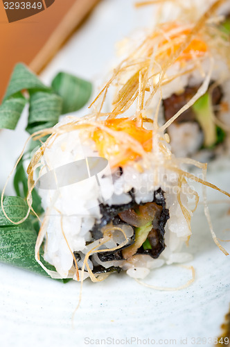 Image of fresh sushi choice combination assortment selection 