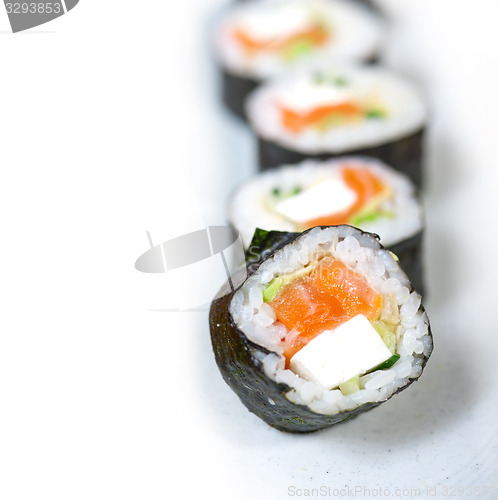 Image of fresh sushi choice combination assortment selection 
