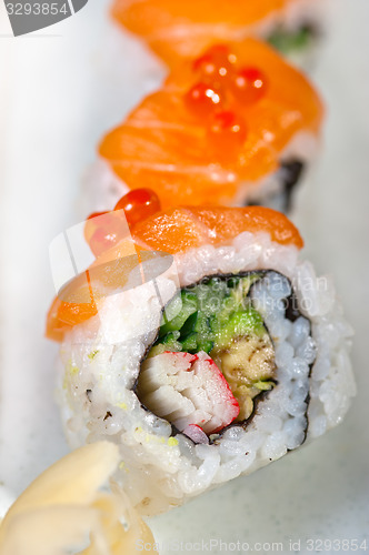 Image of fresh sushi choice combination assortment selection 