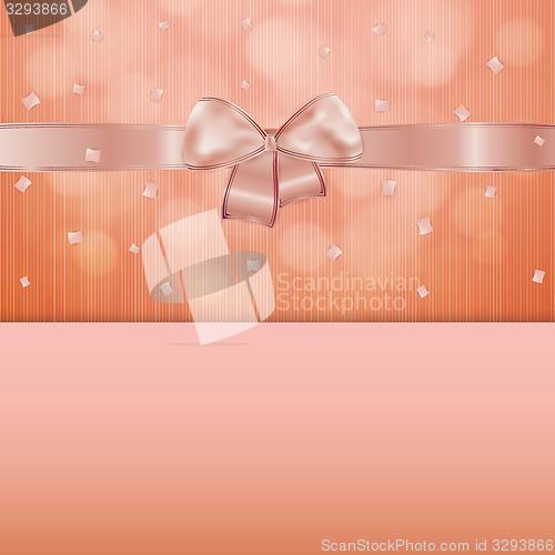 Image of invitation card or gift with ribbon and confetti