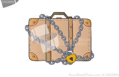 Image of suitcase with chain and lock